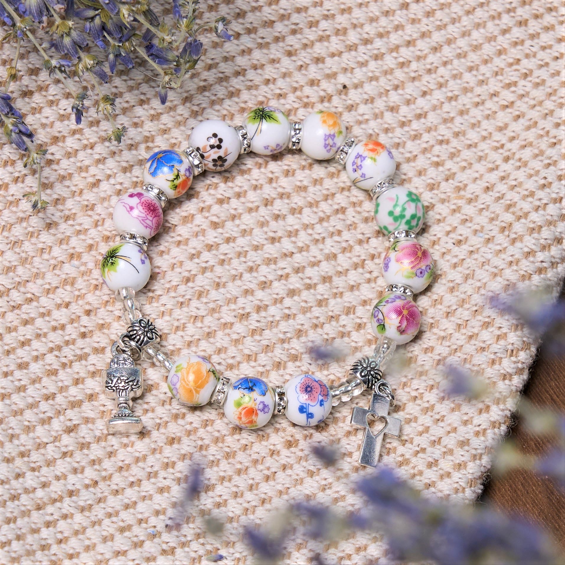 Christiandiscipleshop Colorful Style Ceramics Beads Holy Gail One Decade Bracelet