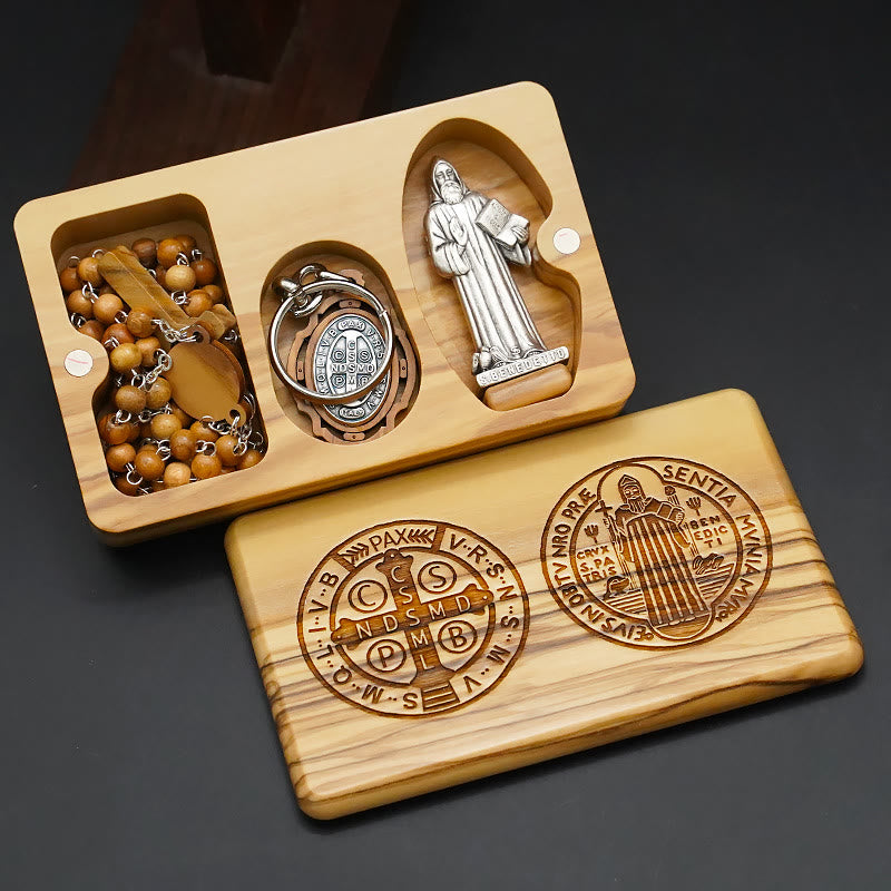Christiandiscipleshop Classic Style Devotional St. Benedict Olive Wood Rosary Set