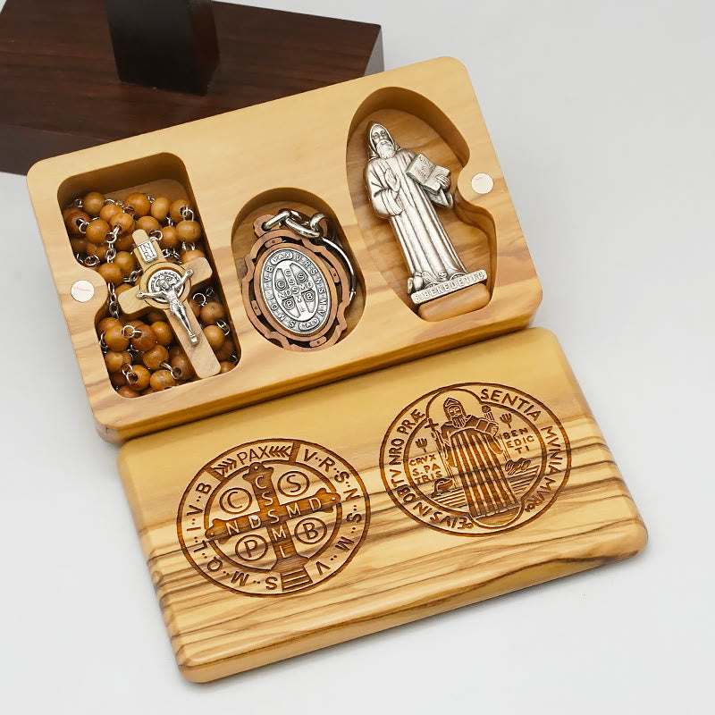 Christiandiscipleshop Classic Style Devotional St. Benedict Olive Wood Rosary Set