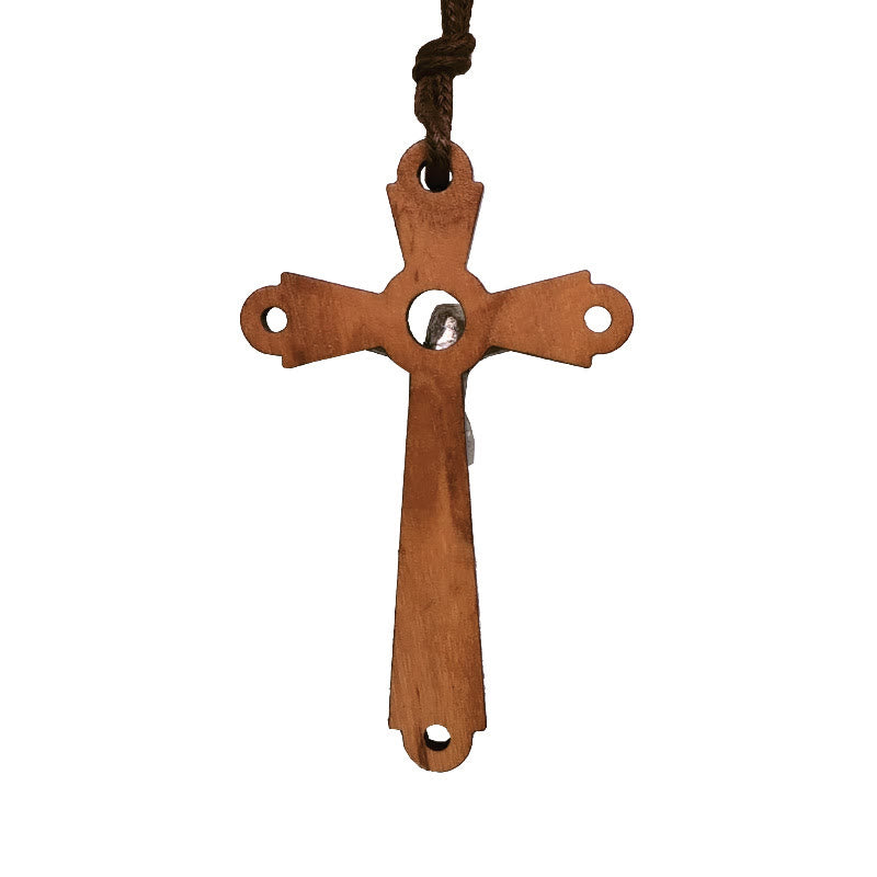Christiandiscipleshop Classic Style Olive Wood Crucifix Devotion Blessed Pendant Necklace