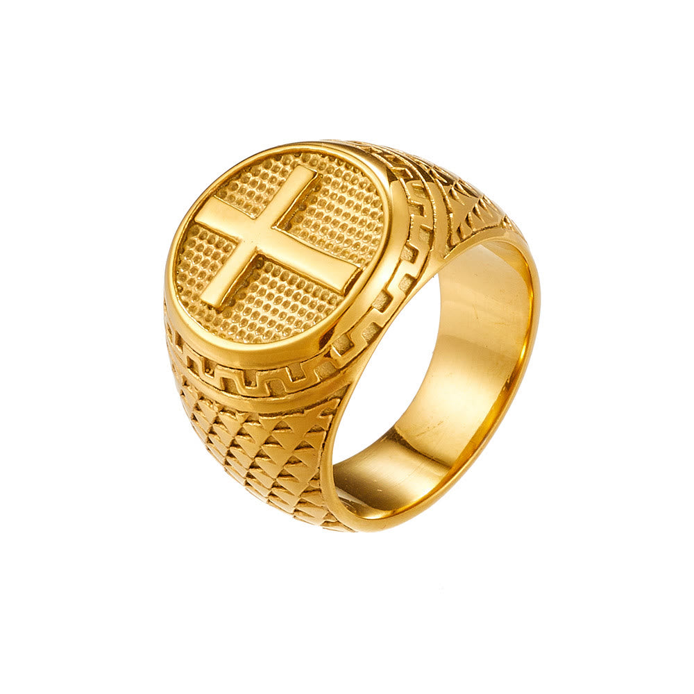 Christiandiscipleshop Crafted Classic Style Cross Sacred Protection Stainless Steel Ring