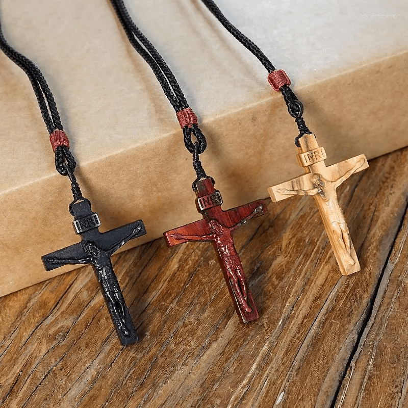christiandiscipleshop Jesus Crucifix Wooden Necklace