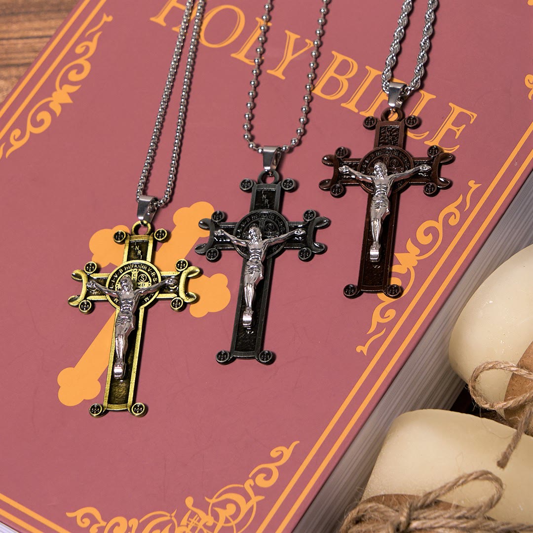 Christiandiscipleshop Classic Style St. Benedict Cross Pendant Exquisite Protective Amulet Necklace