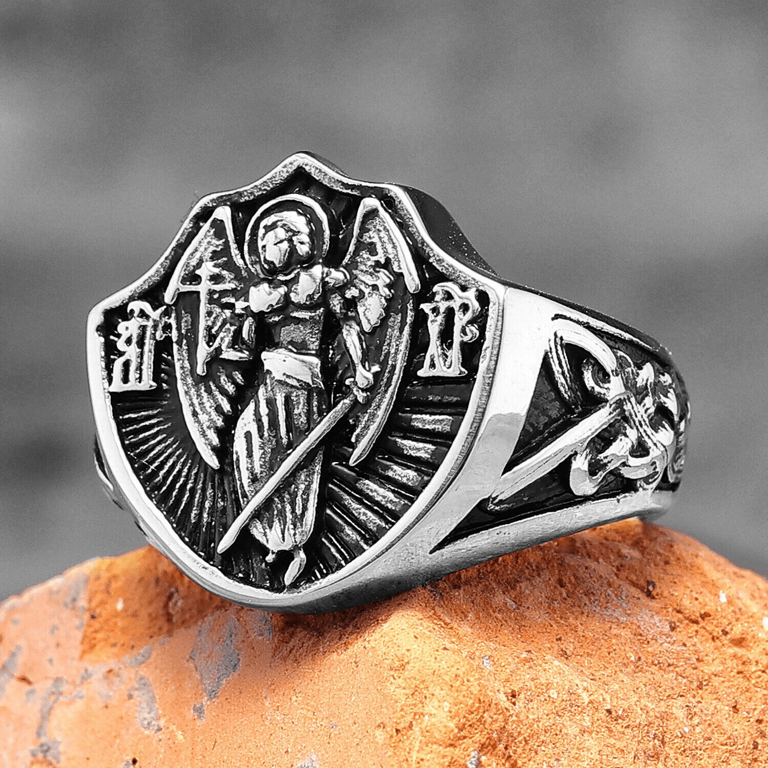 Christiandiscipleshop Retro Style St. Michael Guardian Angel Protection & Strength Ring