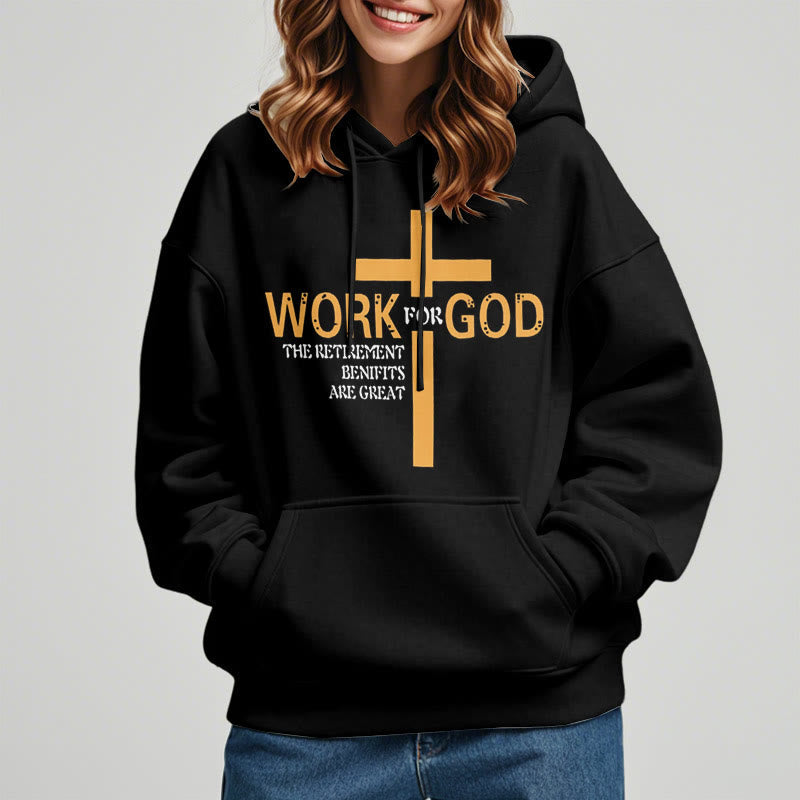 Christiandiscipleshop Classic Style Cross Work For God Fleece Lined Polyester Hoodie