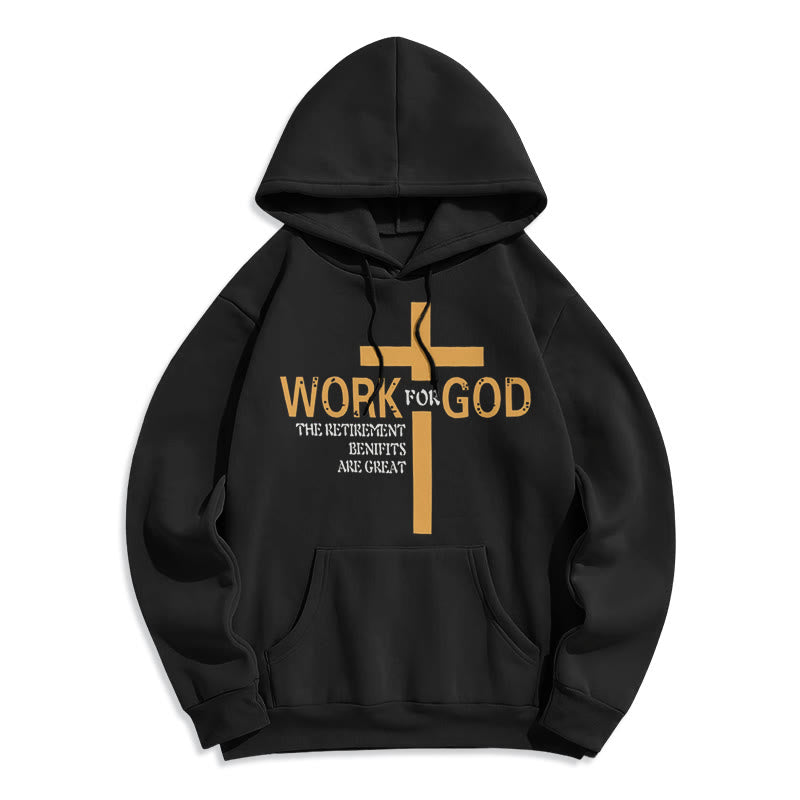 Christiandiscipleshop Classic Style Cross Work For God Fleece Lined Polyester Hoodie