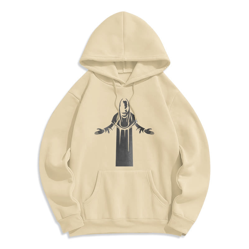 Christiandiscipleshop Classic Style Saint Figure Hands Open Praying Fleece Lined Polyester Hoodie