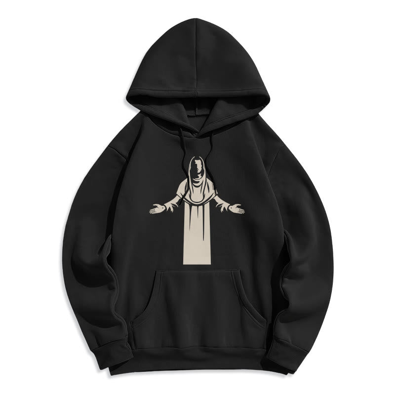 Christiandiscipleshop Classic Style Saint Figure Hands Open Praying Fleece Lined Polyester Hoodie
