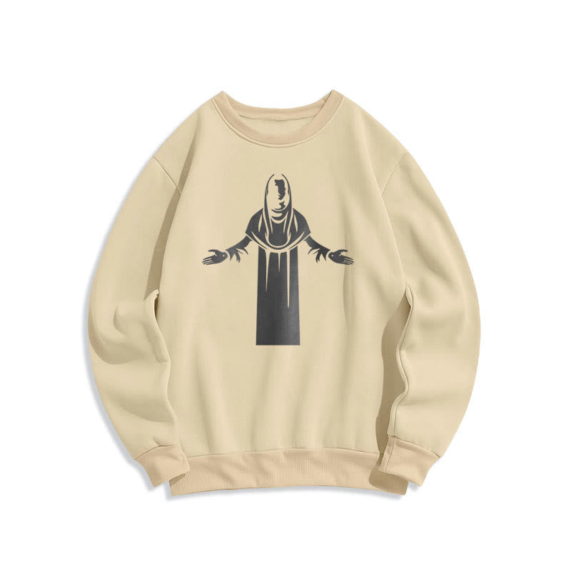 Christiandiscipleshop Classic Style Saint Figure Hands Open Praying Fleece Lined Polyester Sweatshirt