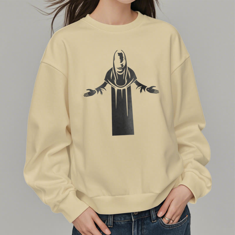 Christiandiscipleshop Classic Style Saint Figure Hands Open Praying Fleece Lined Polyester Sweatshirt