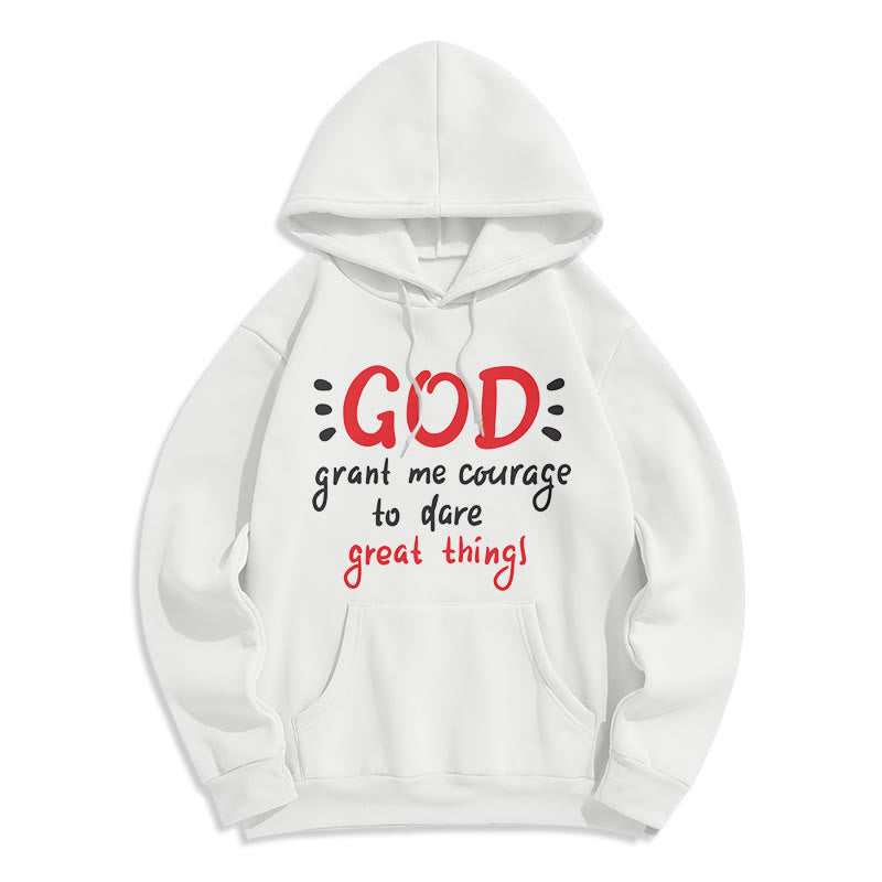 christiandiscipleshop Modern Style God Grant Me Courage Fleece Lined Polyester Hoodie