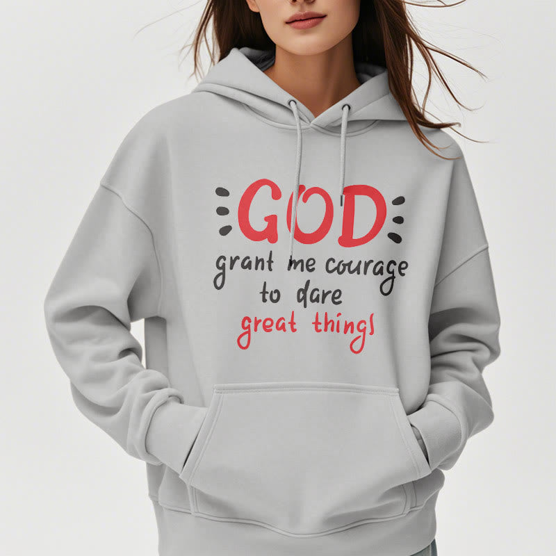 christiandiscipleshop Modern Style God Grant Me Courage Fleece Lined Polyester Hoodie
