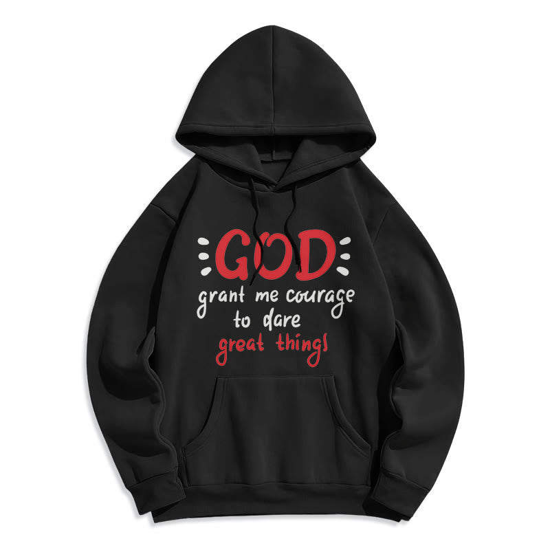 christiandiscipleshop Modern Style God Grant Me Courage Fleece Lined Polyester Hoodie