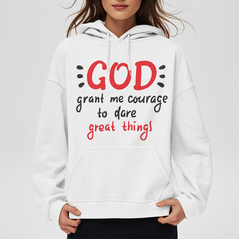 christiandiscipleshop Modern Style God Grant Me Courage Fleece Lined Polyester Hoodie
