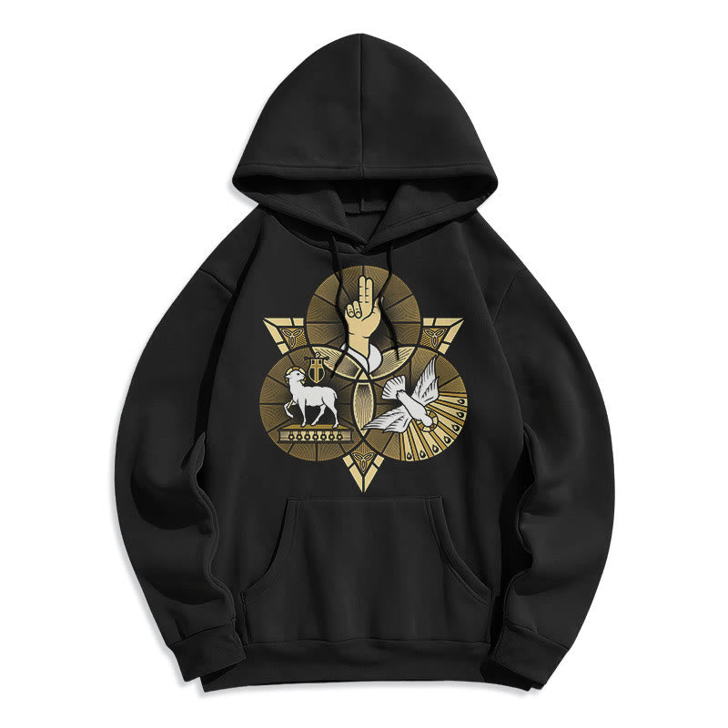 Christiandiscipleshop Modern Style St. Benedict Lamb Of God Dove Fleece Lined Polyester Hoodie