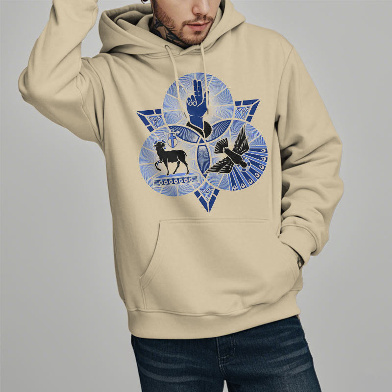 Christiandiscipleshop Modern Style St. Benedict Lamb Of God Dove Fleece Lined Polyester Hoodie