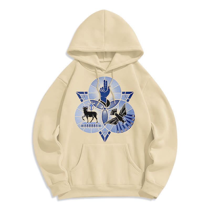 Christiandiscipleshop Modern Style St. Benedict Lamb Of God Dove Fleece Lined Polyester Hoodie