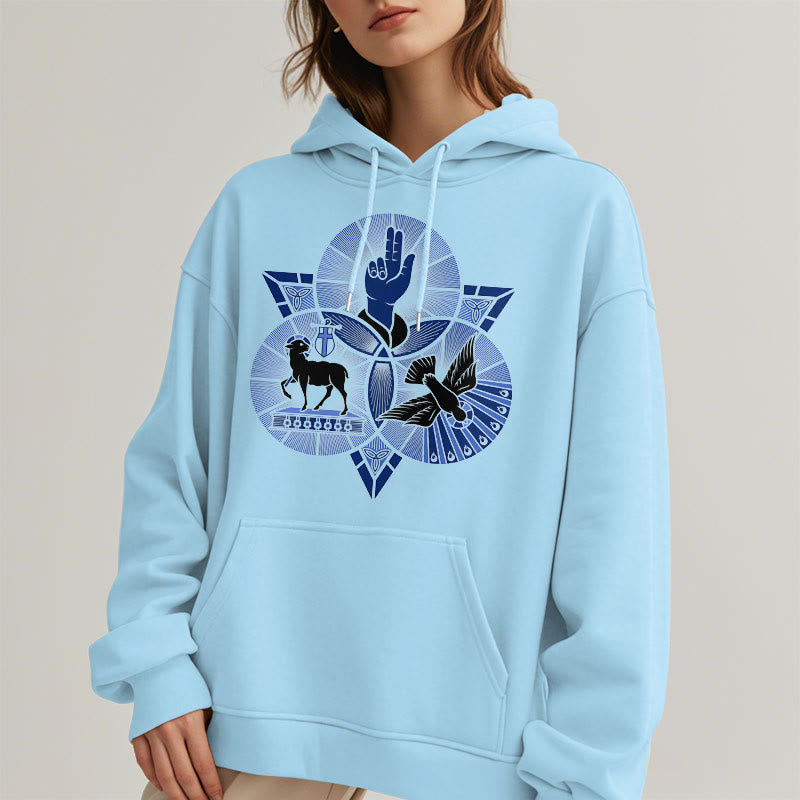 Christiandiscipleshop Modern Style St. Benedict Lamb Of God Dove Fleece Lined Polyester Hoodie