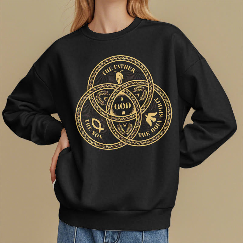Christiandiscipleshop Classic Style Sacred Trinity Unity Fleece Lined Polyester Sweatshirt