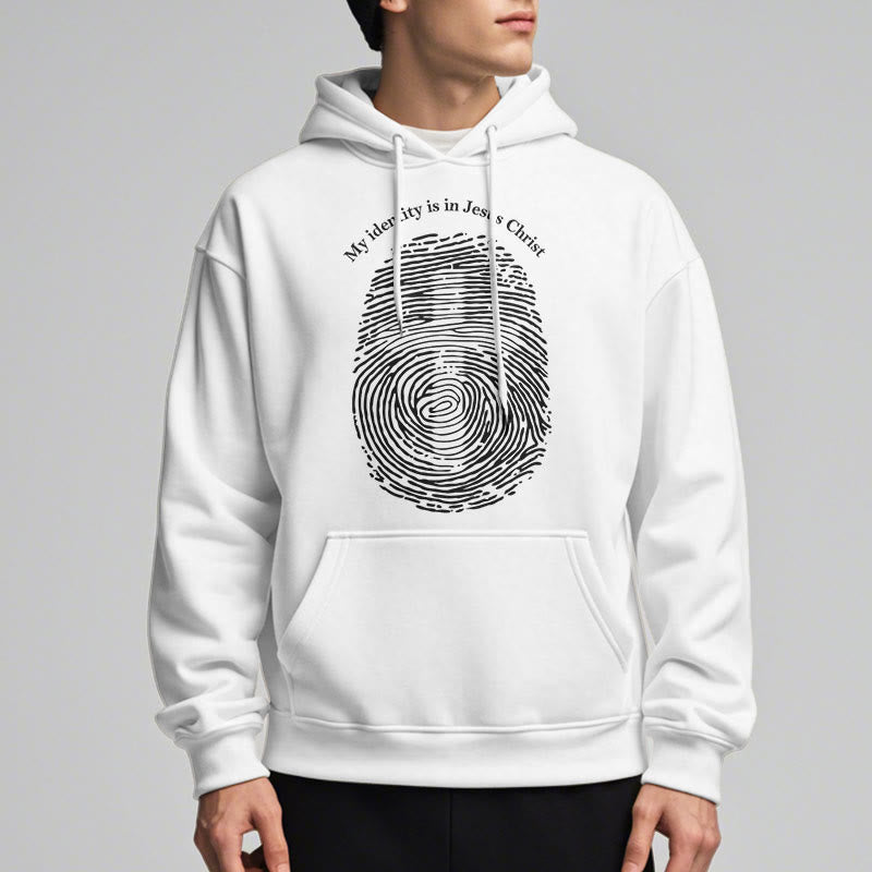 Christiandiscipleshop Classic Style My Identity Is In Jesus Christ Cross Fleece Lined Polyester Hoodie