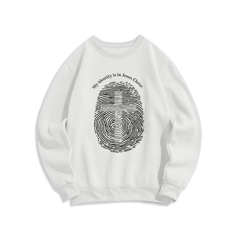 Christiandiscipleshop Classic Style My Identity Is In Jesus Christ Cross Fleece Lined Polyester Sweatshirt