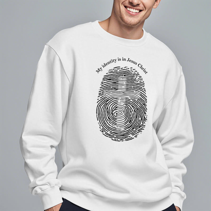 Christiandiscipleshop Classic Style My Identity Is In Jesus Christ Cross Fleece Lined Polyester Sweatshirt