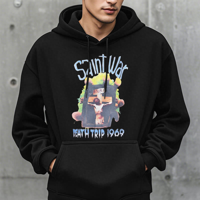 christiandiscipleshop Modern Colored Style Saint War Fleece Lined Polyester Hoodie