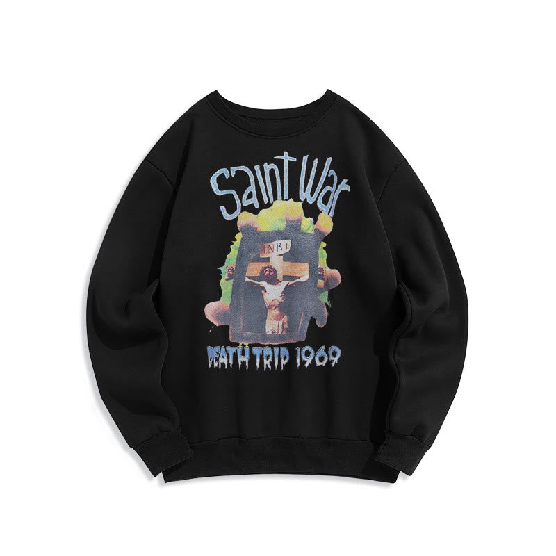 christiandiscipleshop Modern Colored Style Saint War Fleece Lined Polyester Sweatshirt