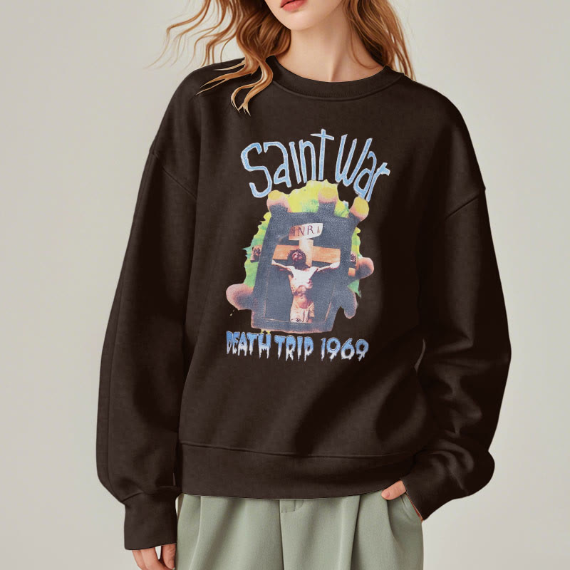 christiandiscipleshop Modern Colored Style Saint War Fleece Lined Polyester Sweatshirt