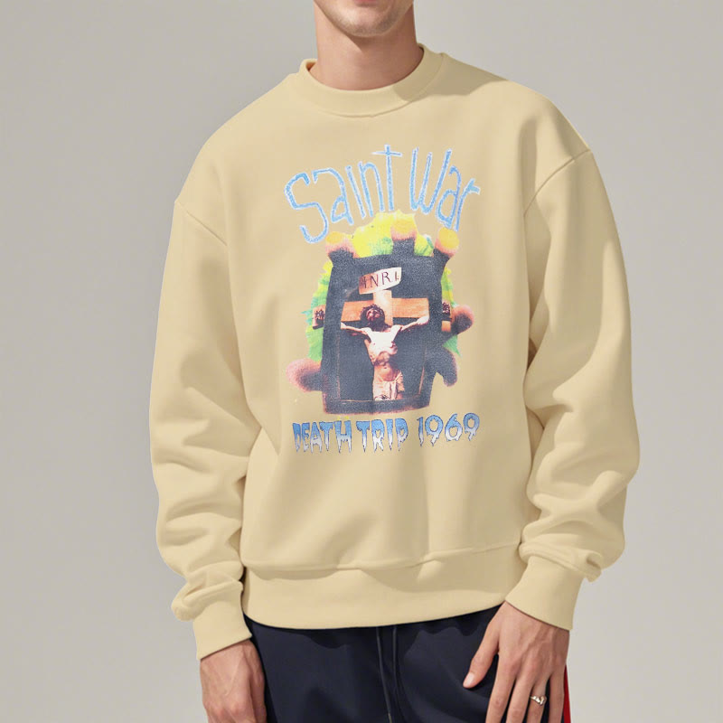 christiandiscipleshop Modern Colored Style Saint War Fleece Lined Polyester Sweatshirt