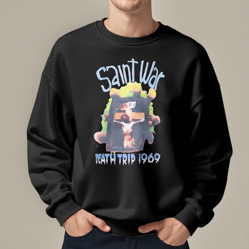christiandiscipleshop Modern Colored Style Saint War Fleece Lined Polyester Sweatshirt