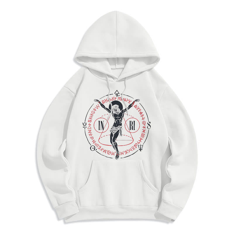Christiandiscipleshop Classic Style Sacred INRI Crucifix Faith Fleece Lined Polyester Hoodie