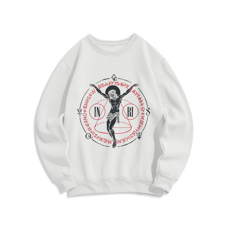 Christiandiscipleshop Classic Style Sacred INRI Crucifix Faith Fleece Lined Polyester Sweatshirt