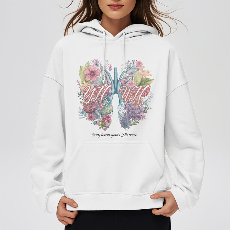 Christiandiscipleshop Colored Style Every Breath Speaks His Name Fleece Lined Polyester Hoodie