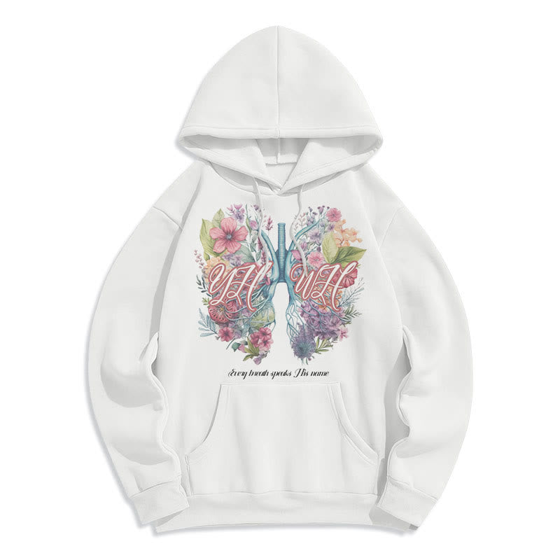 Christiandiscipleshop Colored Style Every Breath Speaks His Name Fleece Lined Polyester Hoodie