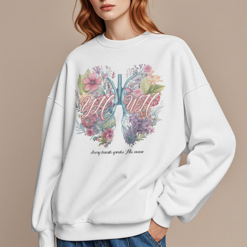 Christiandiscipleshop Colored Style Every Breath Speaks His Name Fleece Lined Polyester Sweatshirt