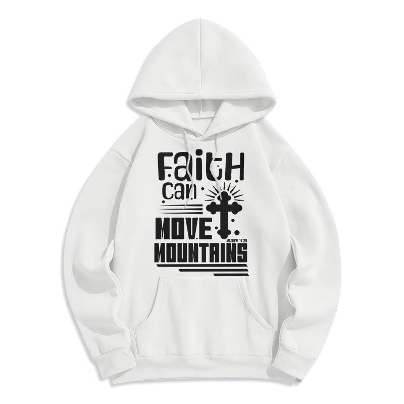 christiandiscipleshop Modern Style Faith Can Move Mountains Fleece Lined Polyester Hoodie