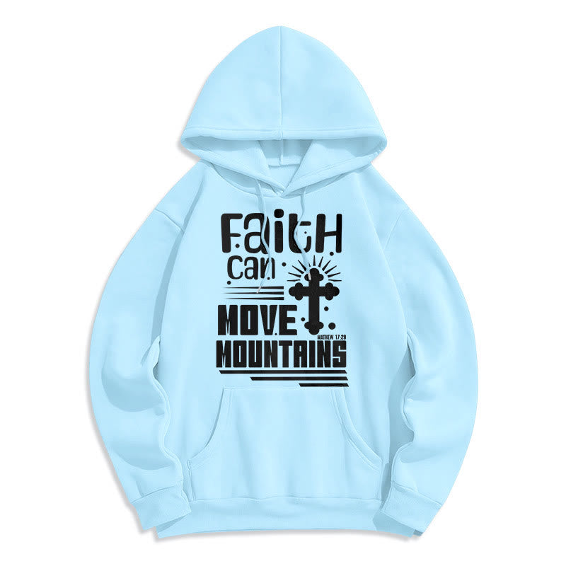 christiandiscipleshop Modern Style Faith Can Move Mountains Fleece Lined Polyester Hoodie