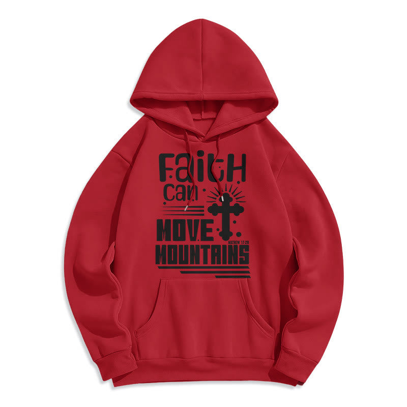 christiandiscipleshop Modern Style Faith Can Move Mountains Fleece Lined Polyester Hoodie