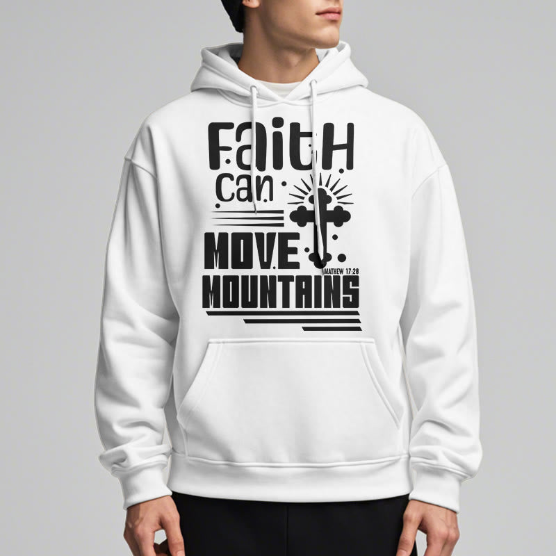 christiandiscipleshop Modern Style Faith Can Move Mountains Fleece Lined Polyester Hoodie