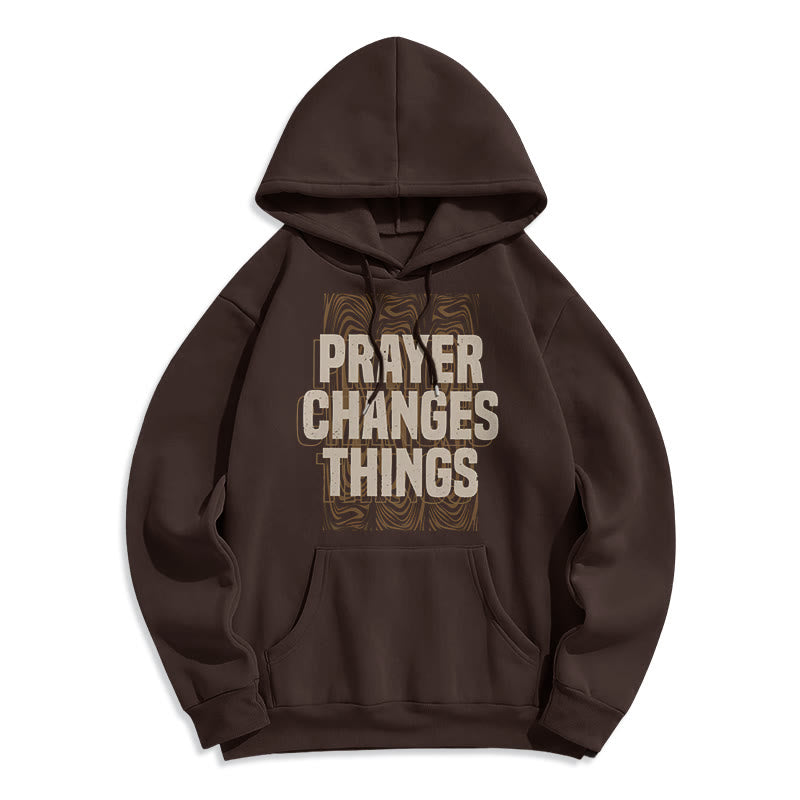 christiandiscipleshop Modern Style Prayer Changes Things Fleece Lined Polyester Hoodie