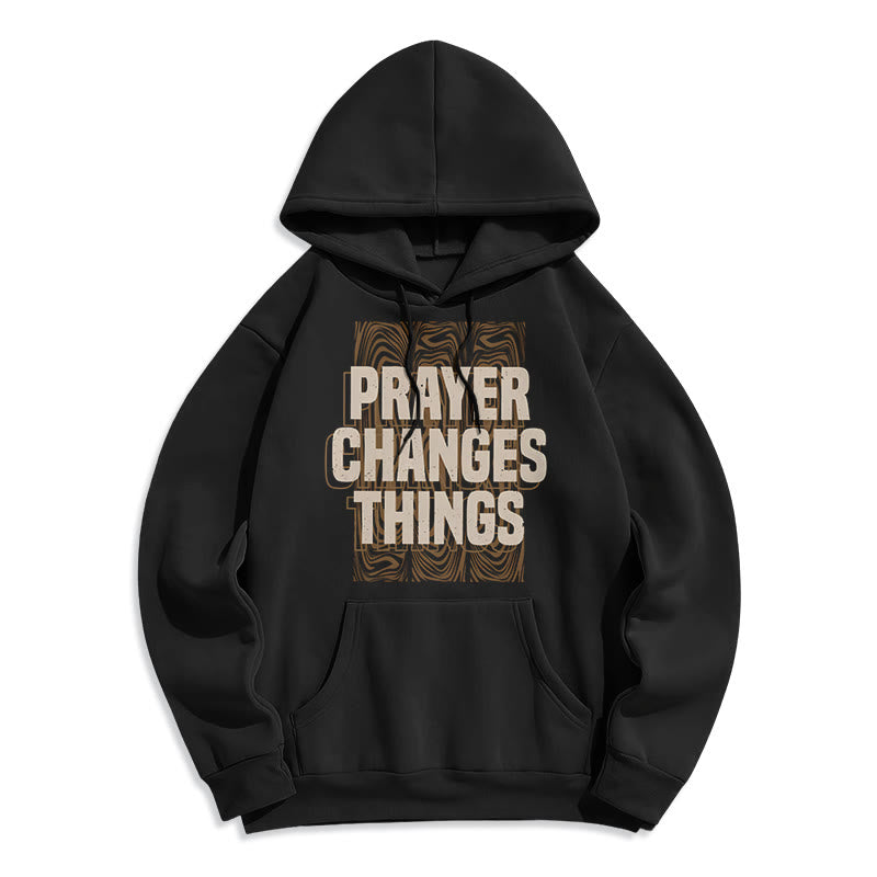christiandiscipleshop Modern Style Prayer Changes Things Fleece Lined Polyester Hoodie