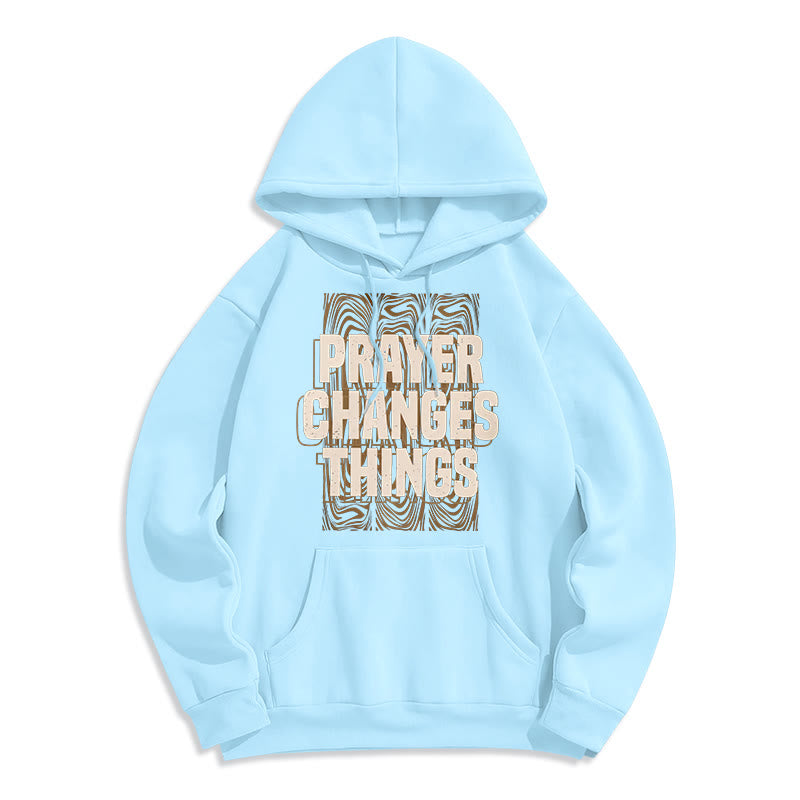 christiandiscipleshop Modern Style Prayer Changes Things Fleece Lined Polyester Hoodie