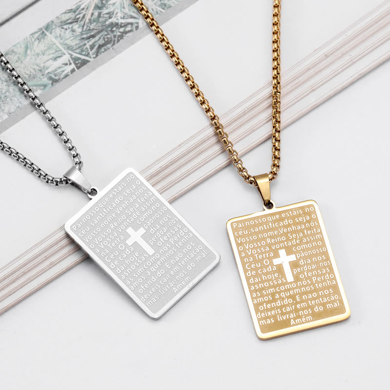 Christiandiscipleshop Classic Style Scripture Lord's Prayer Cross Pendant Necklace