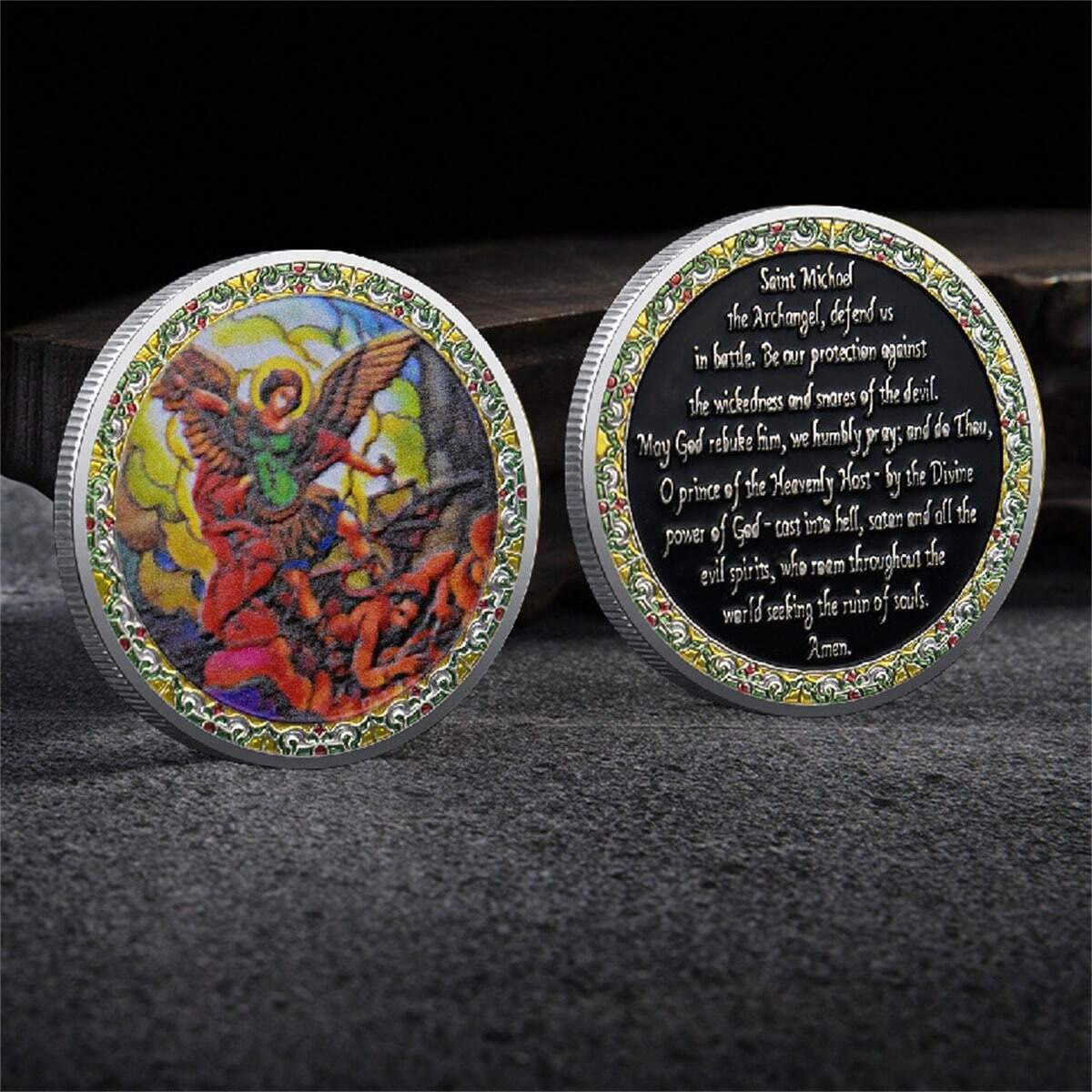 Christiandiscipleshop Classic Style Saint Michael the Archangel Protection Strengthen Connection Coin