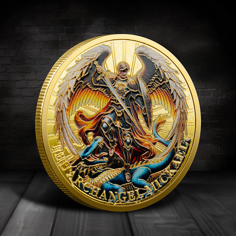 Christiandiscipleshop Classic Style Saint Michael the Archangel Psalm 91:10-11 Protection Strengthen Connection Coin