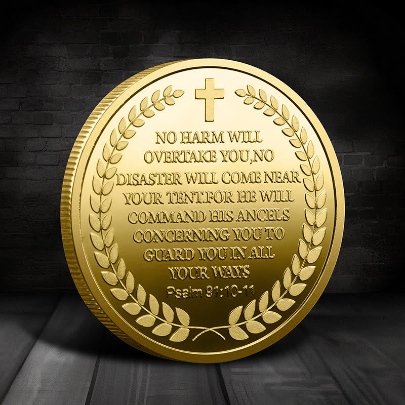 Christiandiscipleshop Classic Style Saint Michael the Archangel Psalm 91:10-11 Protection Strengthen Connection Coin