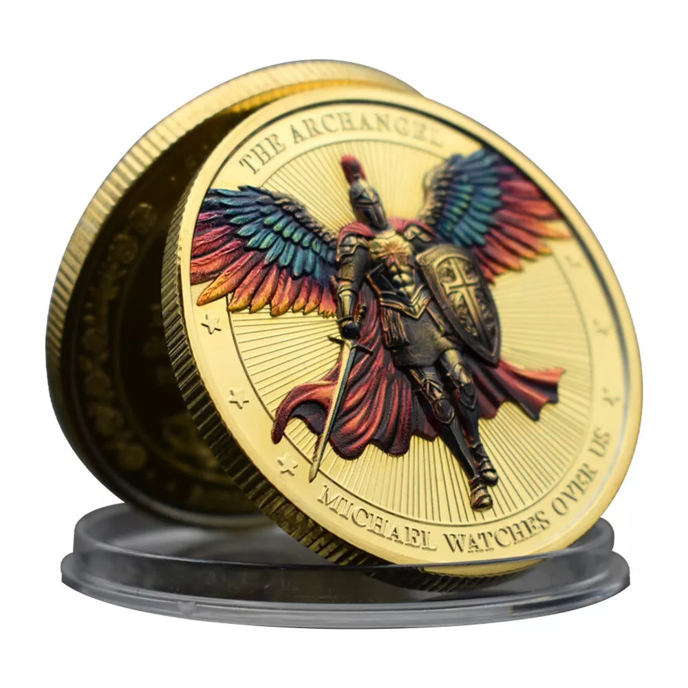 Christiandiscipleshop Classic Style Saint Michael Archangel Guardian Psalm 91:10-11 Protection Strengthen Connection Coin