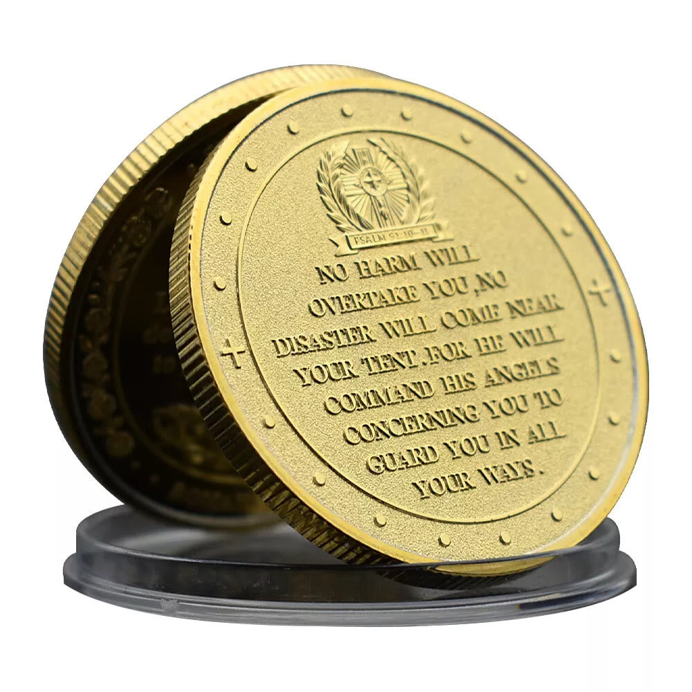 Christiandiscipleshop Classic Style Saint Michael Archangel Guardian Psalm 91:10-11 Protection Strengthen Connection Coin