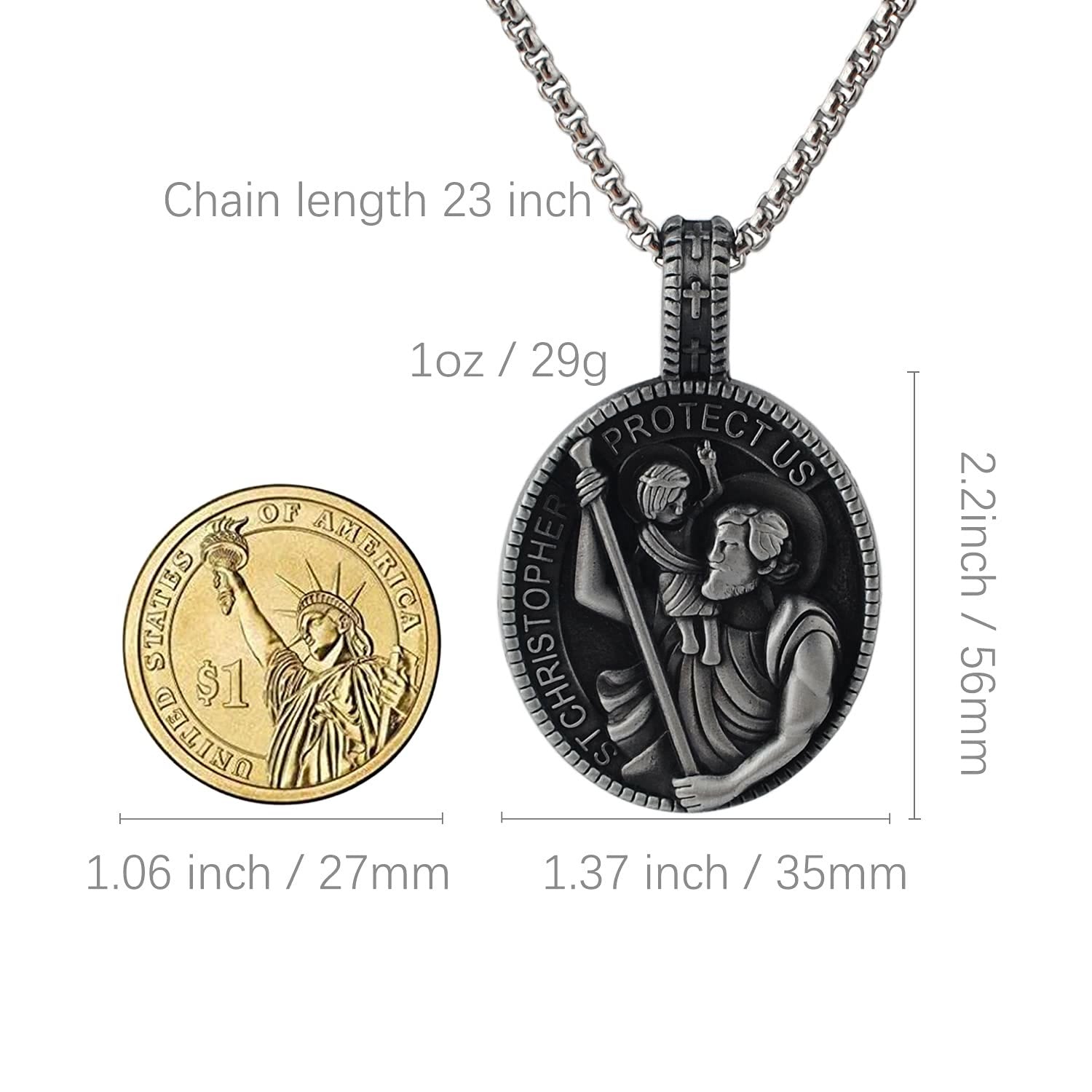 Christiandiscipleshop Classic Style Crafted St. Christopher Protect Us Pendant Necklace